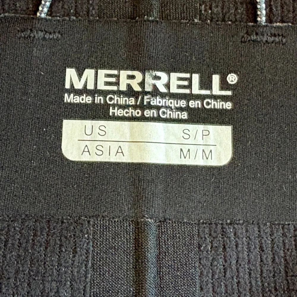 Merrell Softshell Hooded Jacket Womens Small Black Full Zip Fleece Lined Outdoor